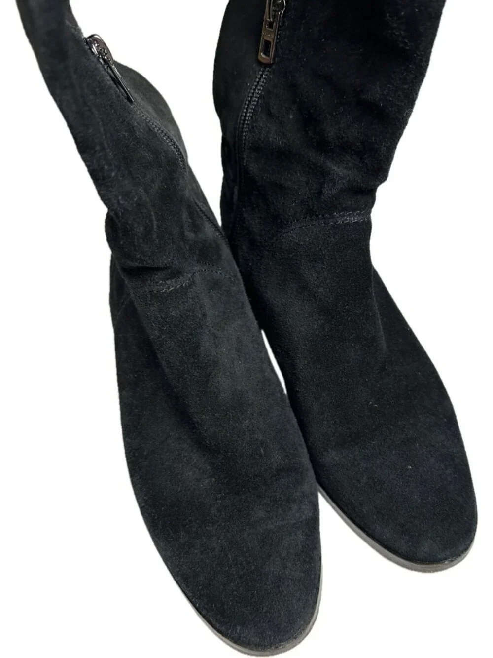 Coach Suede Ryder Tall Boots Logo Block Heel Black 6.5 B